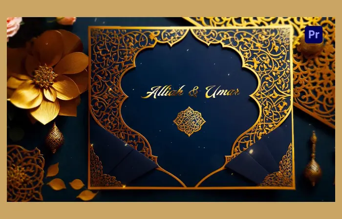 Elegant Golden Black 3D Envelope Design Nikah Invitation Slideshow